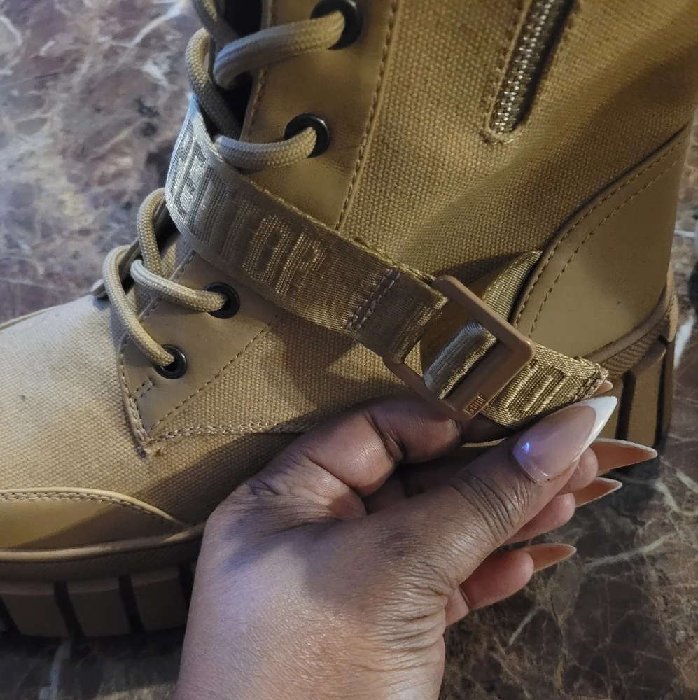Beige High-Top Sneakers - Picture 6 of 8